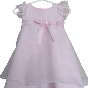 Bonnie Baby Lined Dress Toddler Girls 24M Pink Button Back‎ Cap Sleeve Back Ties